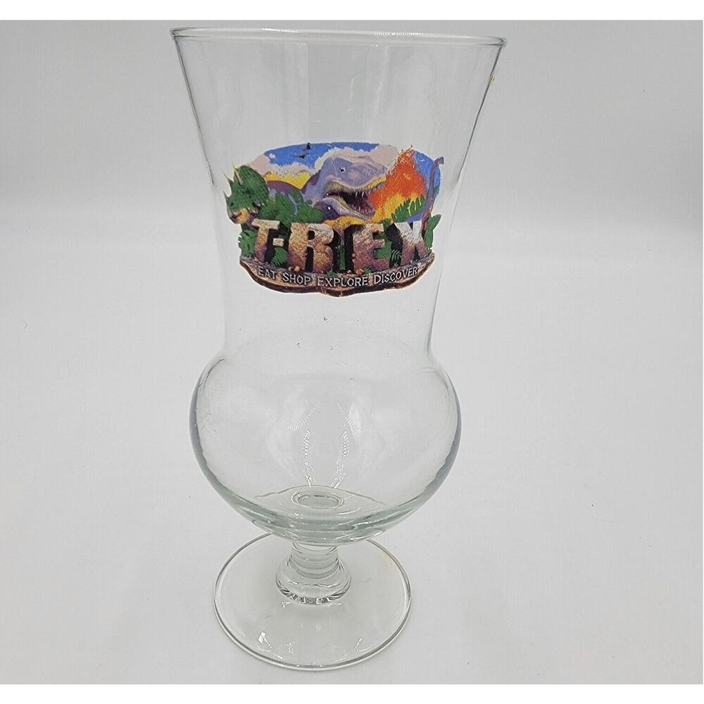 T-Rex Cafe 8" Tall Hurricane Glass Disney Springs Pilsner Style Souvenir Y2K